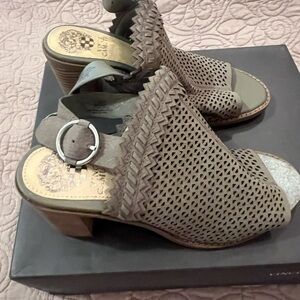 Vince Camuto Taupe Perforated Sandals